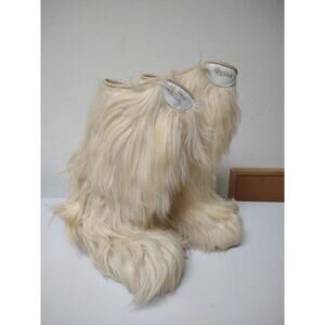 Roluc Ideal Vintage 1970's Snow Boots Goat Fur Size 35 36 Regina Long Hair Yeti